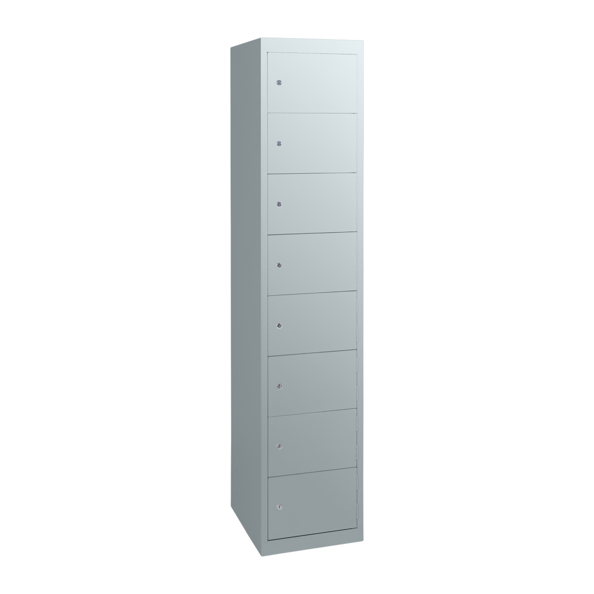 silver grey 8 door steel lockers closed