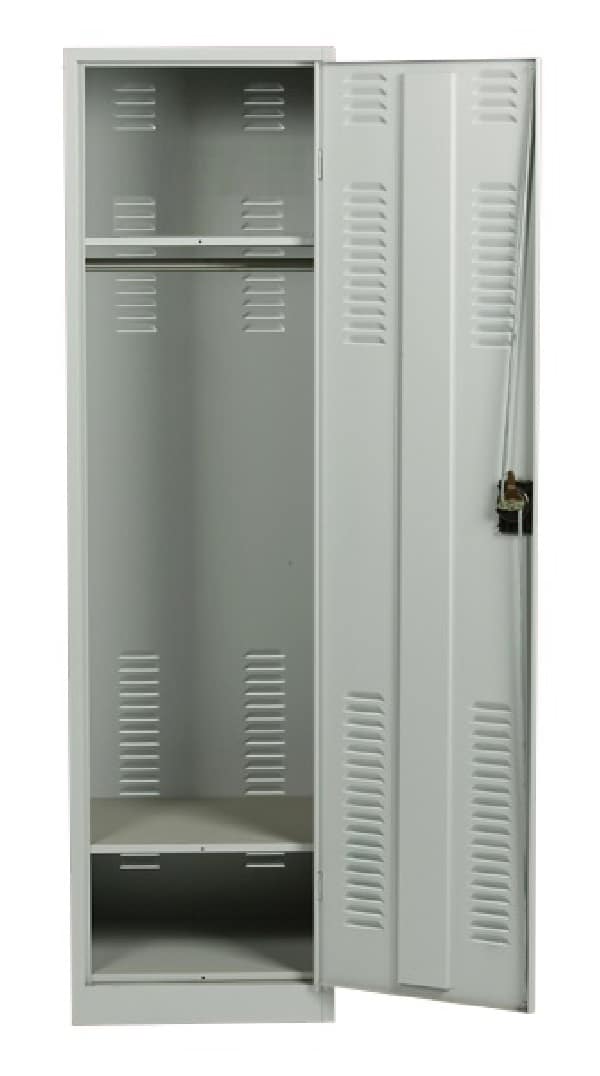 silver grey emergency services steel lockers open